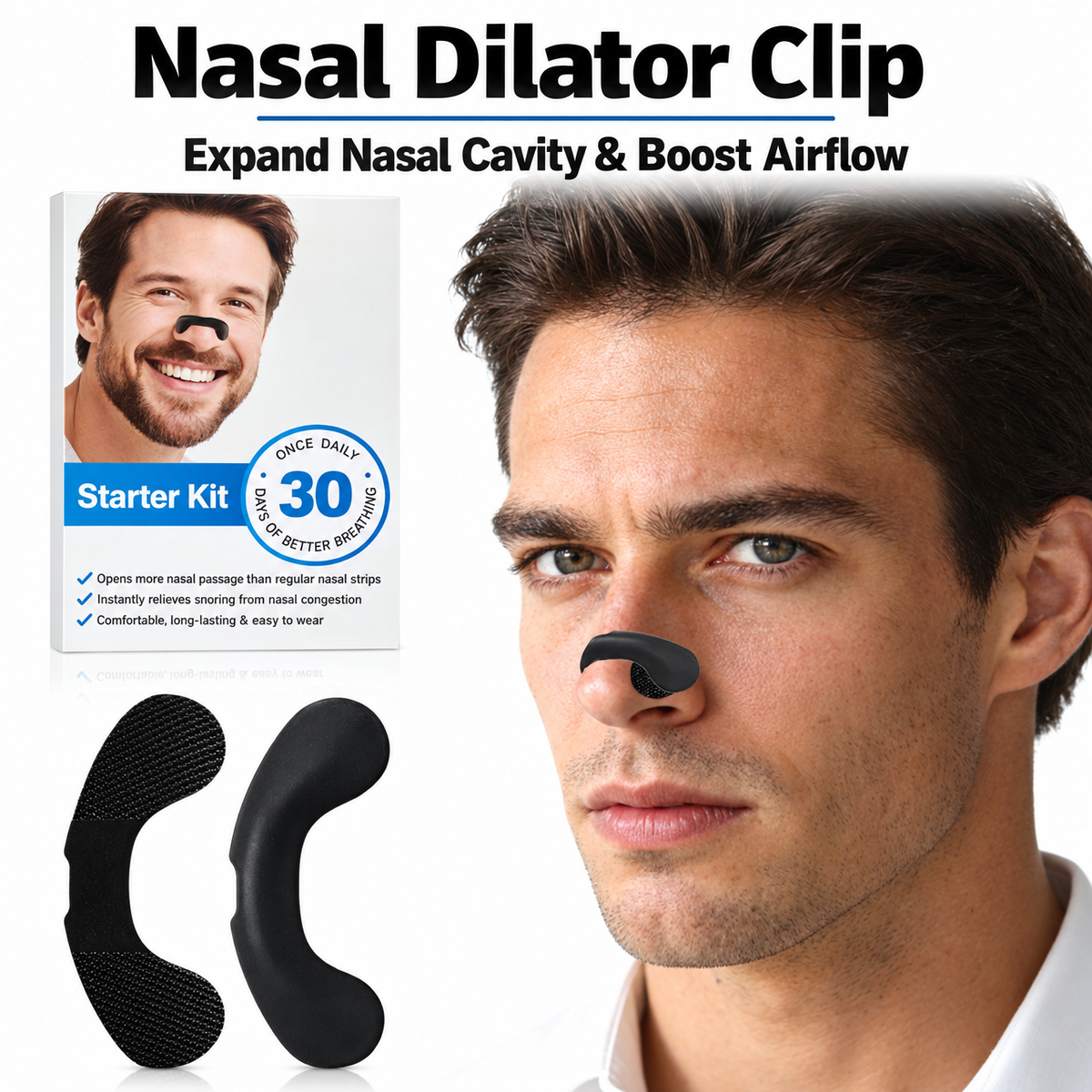 Stop Snoring & Breathe Freely | Skin Safe Velcro Nose Dilator Clip for Night Congestion Relief